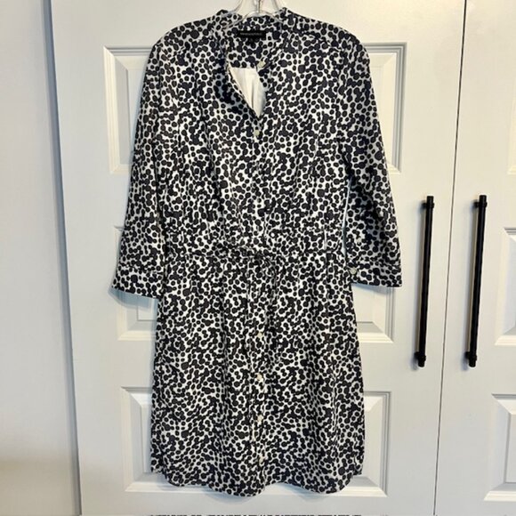 Banana Republic Black & White Abstract Dot Print Tie-Waist Dress | Size S - Picture 2 of 6